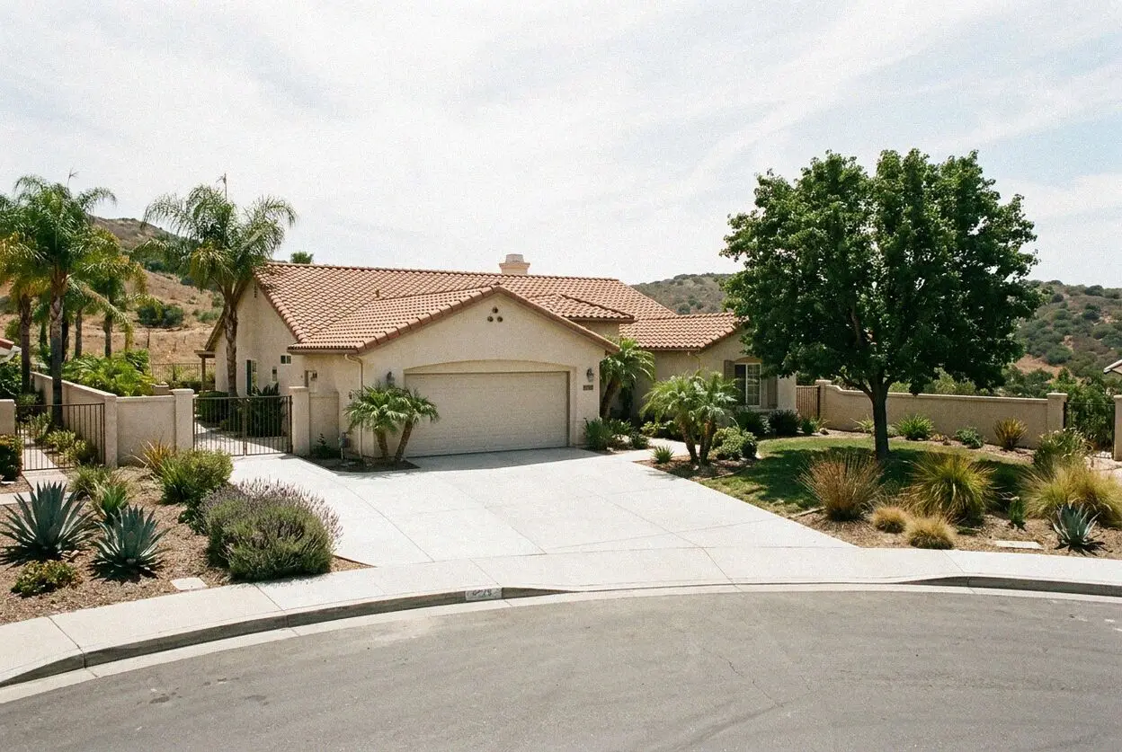 New concrete driveway pitched to the garage at a Cordova home, Mission Viejo